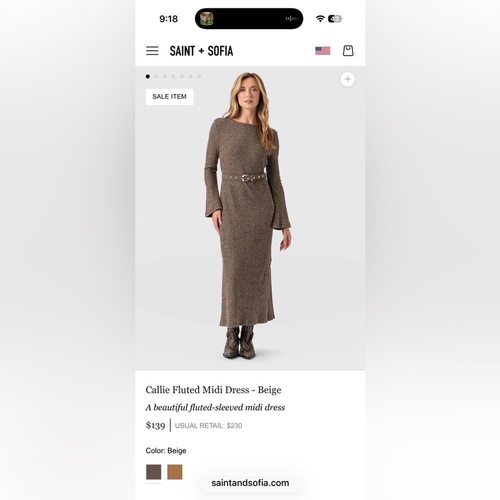 Callie Fluted midi Ribbed dress